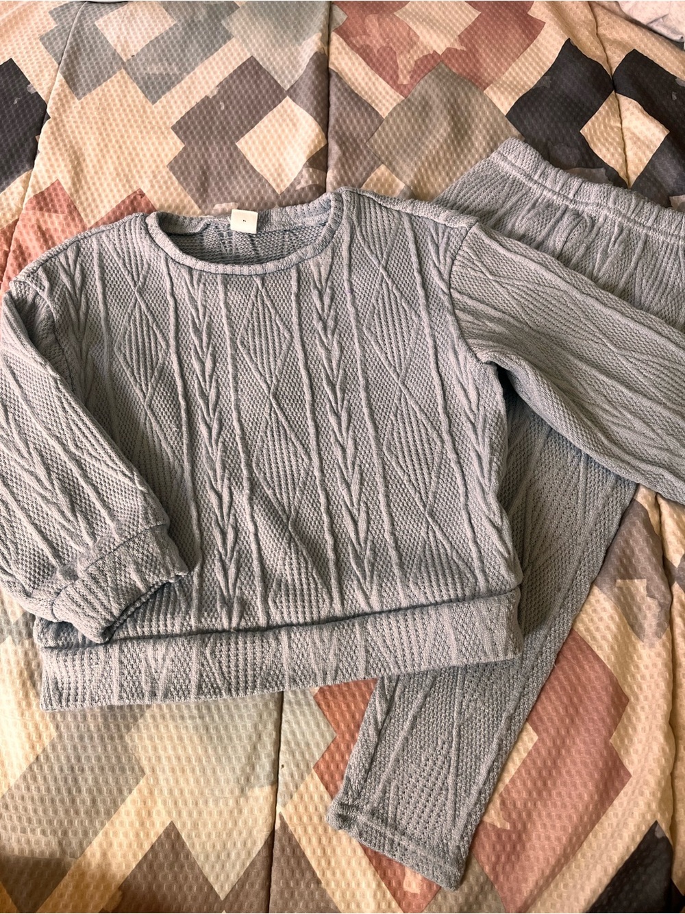Cozy Cable-Knit Pullover and Jogger Set - Light Blue